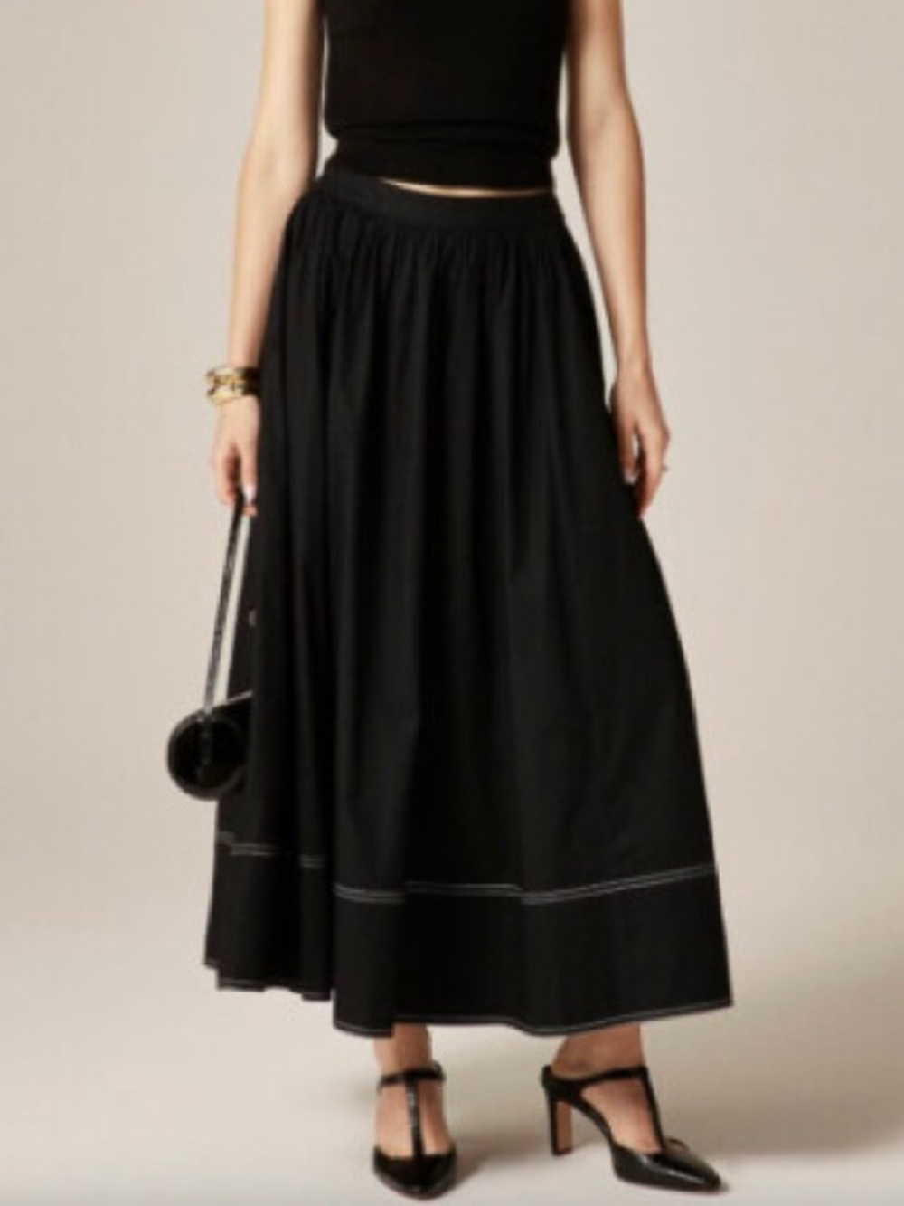 J. Crew Black Maxi Skirt with Contrast Hem Stitching